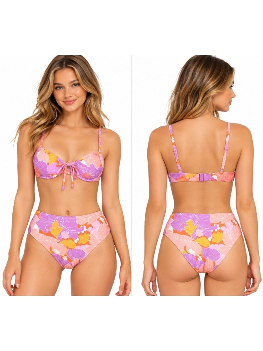 Roxy Bell Bottom Blooms Floral Underwire Bikini Set XS Juniors NWT